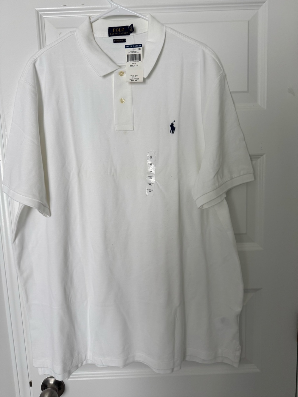 Ralph Lauren White Polo with Navy Pony Logo - Picture 2 of 9